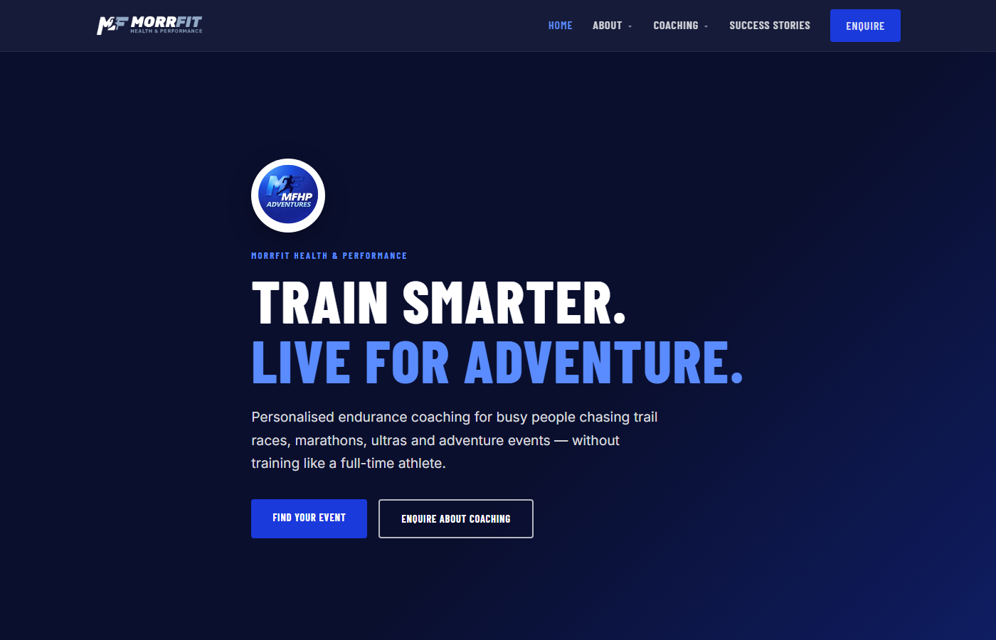 MorrFit homepage — hero and athlete highlights